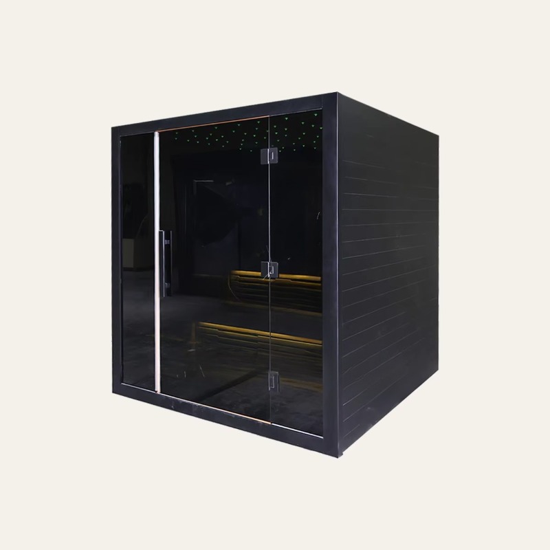 럭셔리 실내 적외선 사우나룸, 풀 글래스 전면 블랙 디 - Spa Wellness Design 리뷰 및 가격